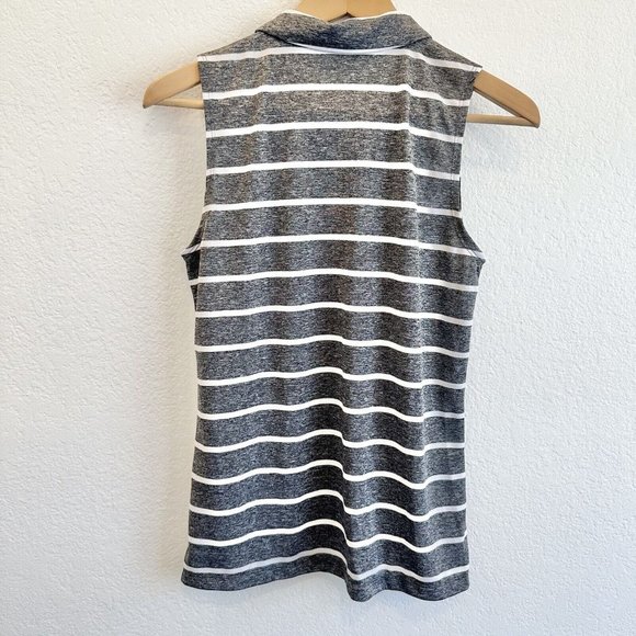 Nike Women's Striped Polo Sleeveless Top Size Small Gray White - Picture 5 of 6